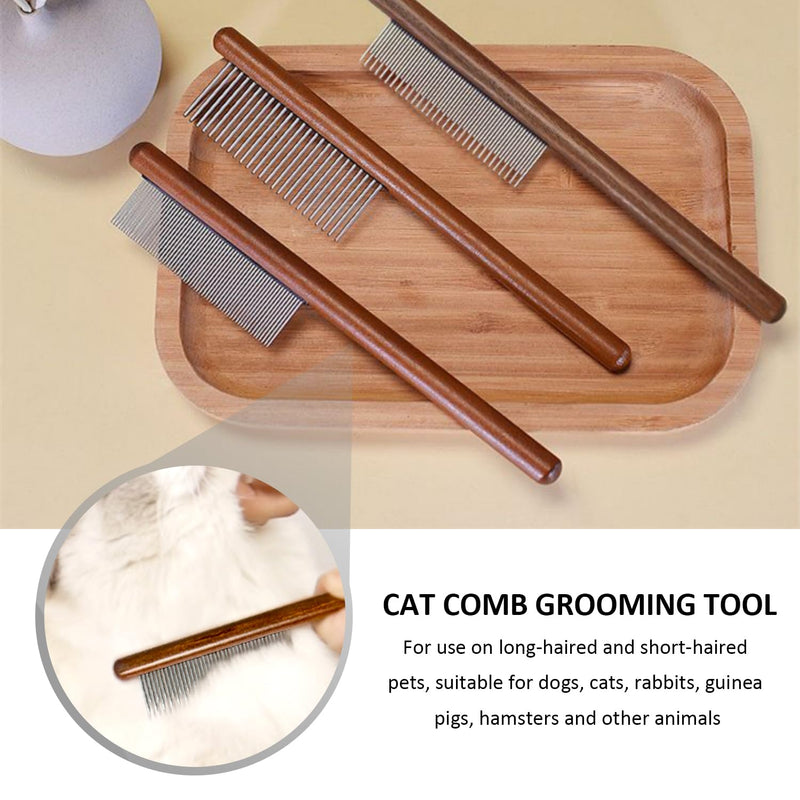 3pcs Pet Grooming Comb, Hair Removal Comb with Wooden Handle, Bathing Comb for Pets, Flea Comb for Dogs, Grooming Comb for Cats, Fine Tooth Comb for Pets for Hair Removal - PawsPlanet Australia