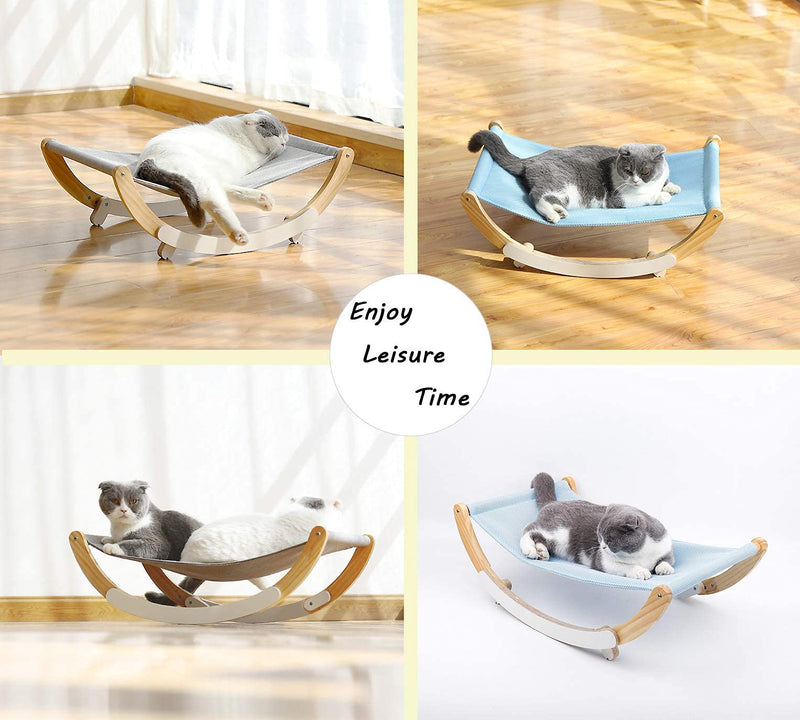 JAYLINNA 2 in 1 Cat Bed for Indoor Cats Flexible Cat Hammock for Kittens Cosy Cat Rocking Bed Blue - PawsPlanet Australia