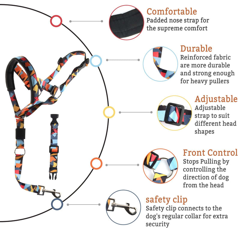 Dog halter, FainFun dog head halter, dog head harness, halter for dogs, dog halter for large dogs, preventing dangerous pulling of dogs on walks (L) L - PawsPlanet Australia