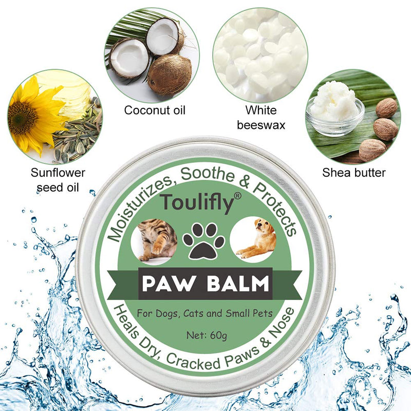 Toulifly Paw Balm for Dogs, Paw Soother, Paw and Nose Balm Wax for Dogs and Cats, Heals, Soothes, and Protects Cracked and Dry Paws and Noses 60 g (Pack of 1) - PawsPlanet Australia