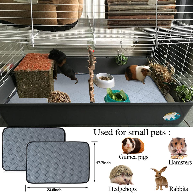 bfuee Guinea Pig Cage Liners,Anti Slip Guinea Pig Bed&Waterproof Reusable,2 Pack Super Absorbent Guinea Pig Pee Pad for Small Animals,Washable 2 PACK 23.6"x17.7" - PawsPlanet Australia