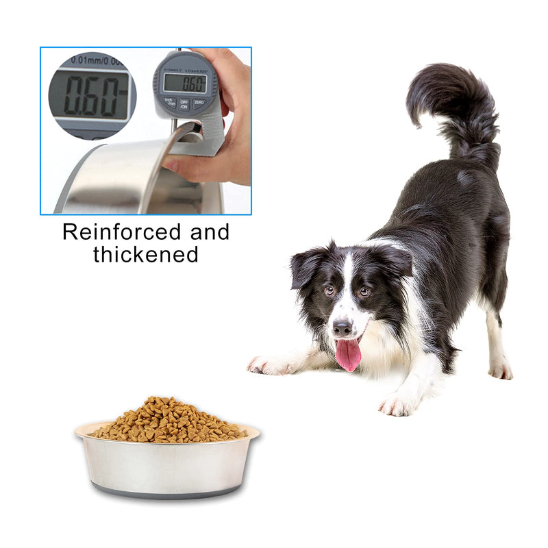Andiker 7" Stainless Steel Dog Bowl 900 ml/33 oz, Durable Non-slip Pet Feeding Bowl with Silicone Basic, Pets Food Feeder and Water Bowl for Small, Medium and Cats (gray) (S-17.5cm,33 ounce) S-17.5cm,33 ounce - PawsPlanet Australia