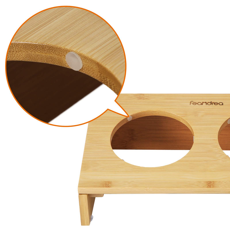 FEANDREA Bamboo Elevated Bowl Stand, 2 Raised Bowls for Dog Cat, Natural PRB01N - PawsPlanet Australia