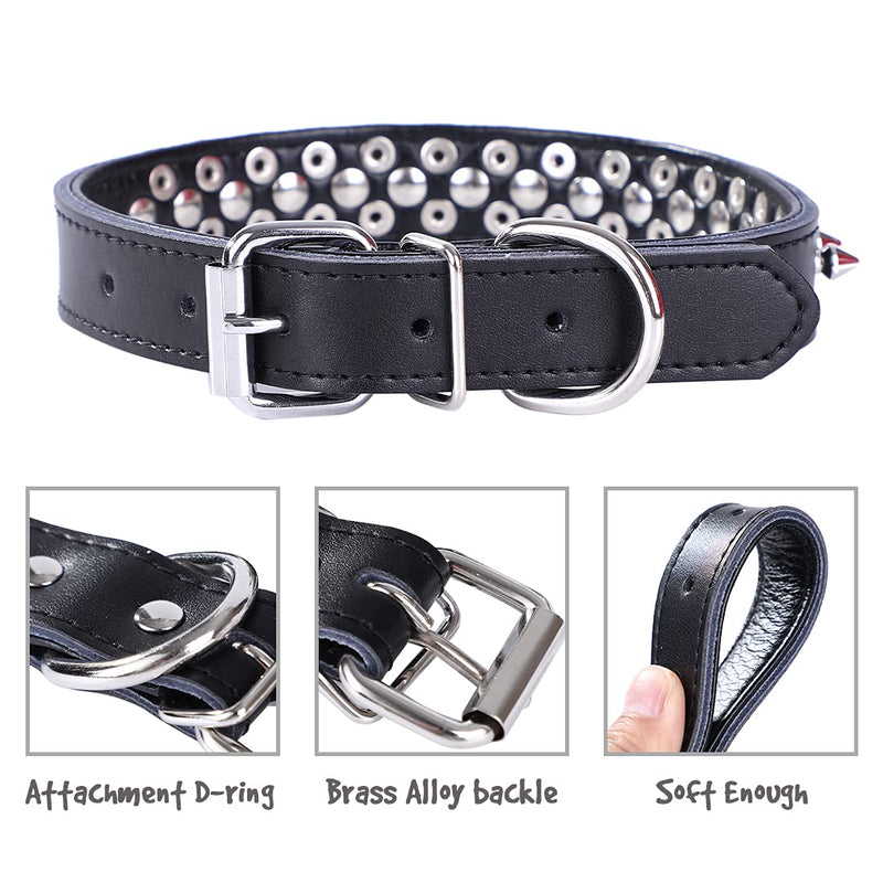 Rachel Pet Products Rivet Spiked Studded Genuine Leather Dog Collar for Small or Medium Pet Black - PawsPlanet Australia