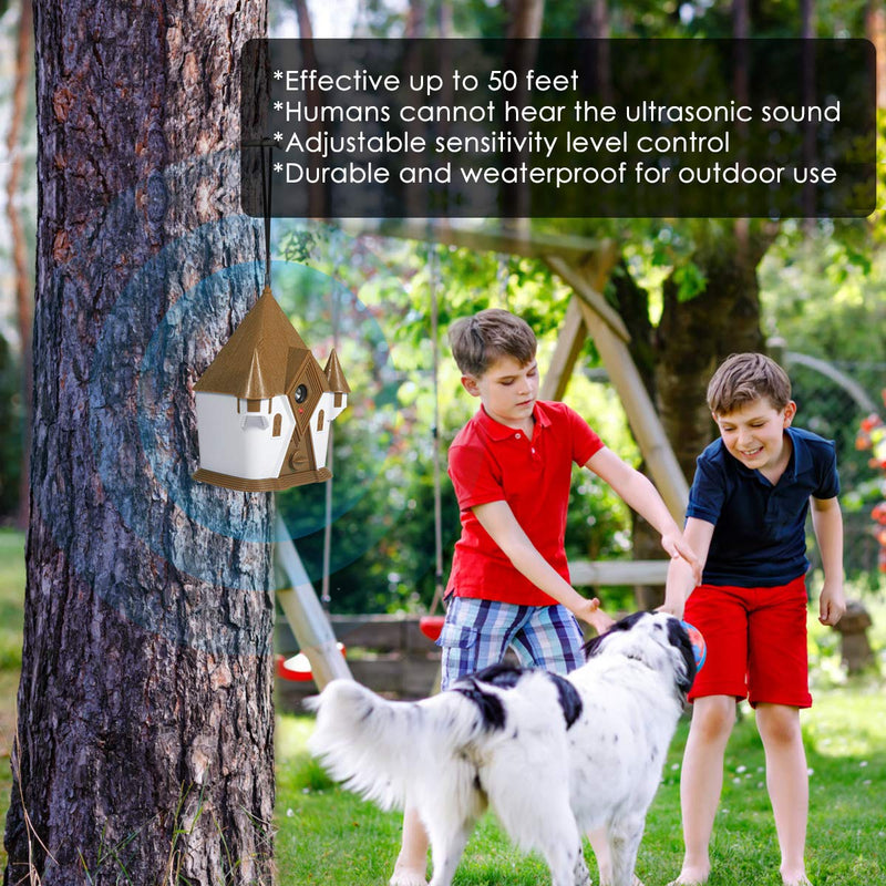 Lovtepets Anti Barking Device, 2020 New Upgrade Outdoor Anti Bark Deterrents with Adjustable Ultrasonic Level Control Safe for Any Size Dogs, Sonic Bark Deterrents, Bark Control Device Brown-Medium - PawsPlanet Australia