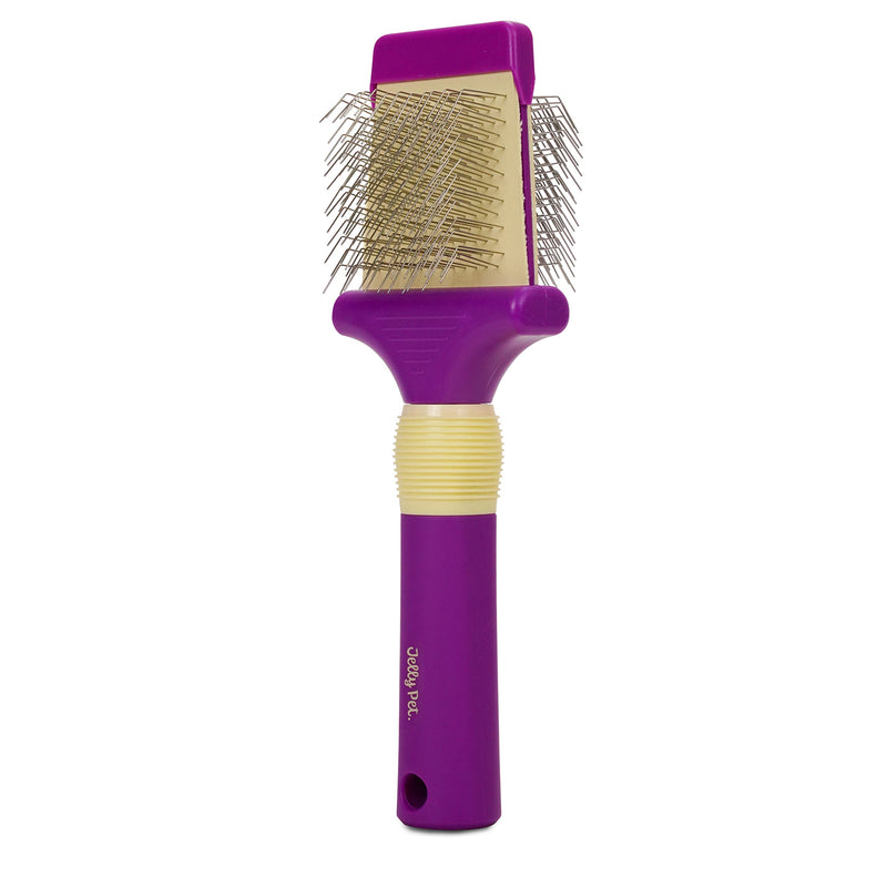 GROOMERSPRO Jelly Pet Double Sided Slicker Brush, Longer Pins, Flexible Head, Fine/Coarse Sides, Removes Unwanted Tangles, Made in USA, Large, Teal - PawsPlanet Australia