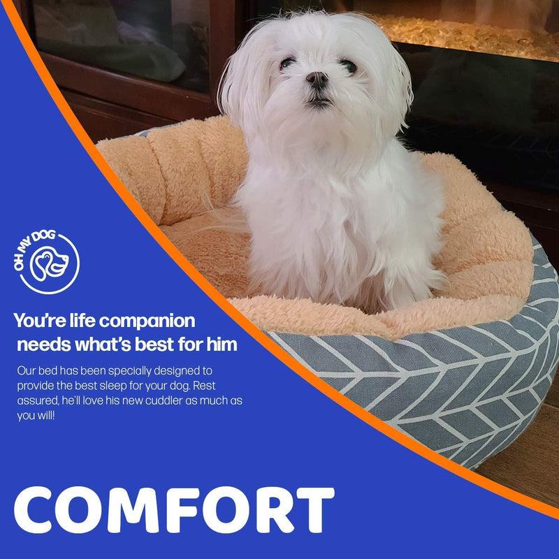 Oh My Dog! - Small Dog Bed Washable Donut Cuddler - Gray Self Warming Fluffy Dog Bed - Made with Cozy and Pet Safe Materials for Enhance Comfort - PawsPlanet Australia