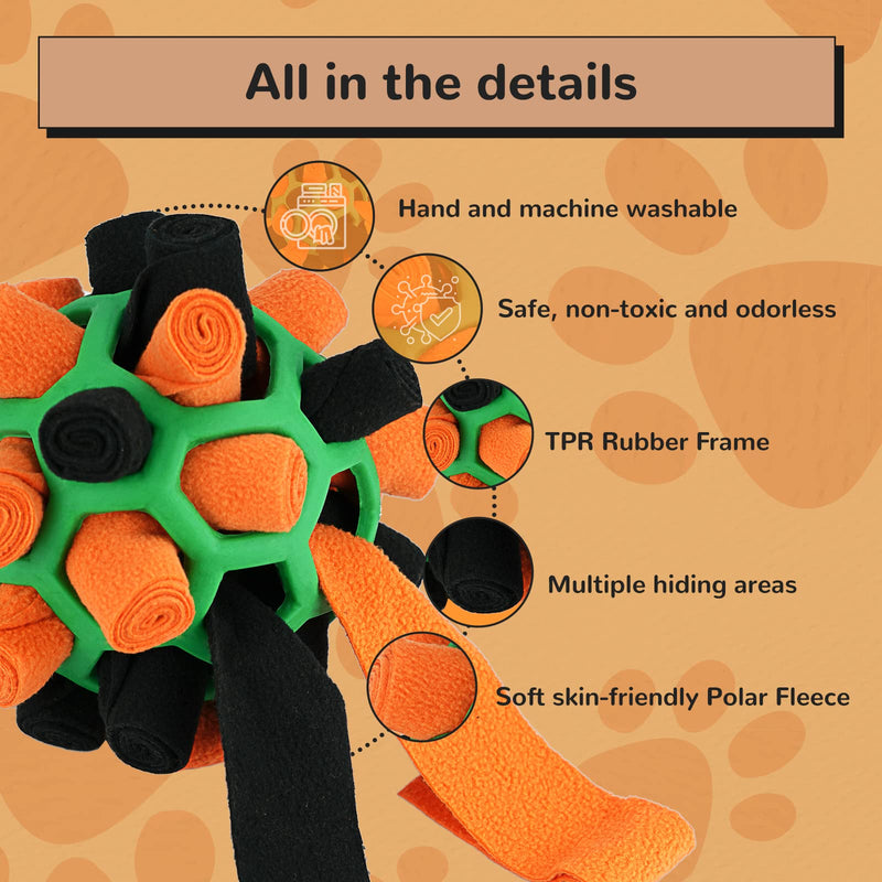 Larimuer Snuffle Ball for Dogs, Sniffing Carpet Snuffle Toy Interactive Dog Toy Portable Pet Snuffle Ball Toy for Small Medium Dogs Pet (Orange and Black) Red and Green - PawsPlanet Australia