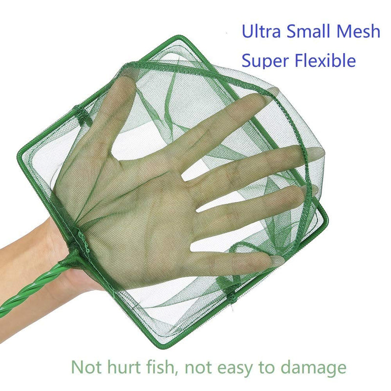 Laojbaba Green Fine Mesh Net Aquarium Fishing Net with Plastic Handle 8 Inch - PawsPlanet Australia