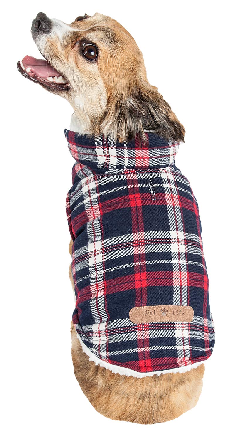 [Australia] - Pet Life 'Puddler' Classical Plaided Insulated Dog Coat Jacket Medium Black 