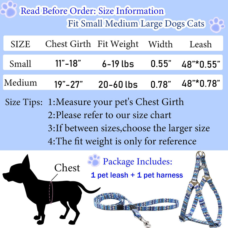 PETPUBGNZS No Pull Dog Harness and Leash Set Soft Adjustable Basic Puppy Dog Chest Vest Halter Harnesses for Small Medium Large Breeds Dogs Cats Outdoor Easy Walking Pet Harness blue Striped - PawsPlanet Australia