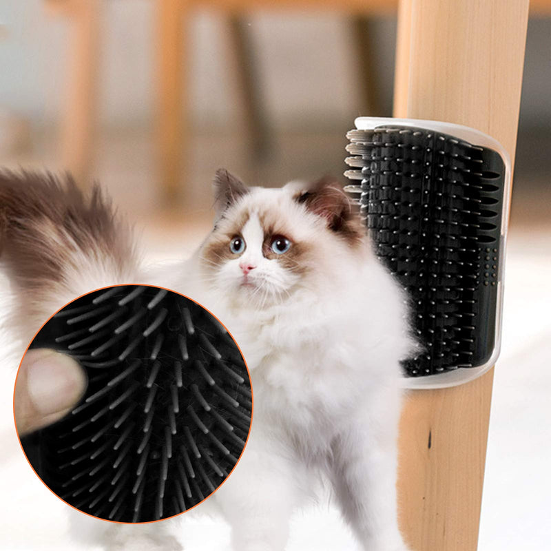 2 PACK Cat Self Groomer,Softer Cat Corner Scratcher For Wall With Catnip,Massage Comb Groomer Cat Corner Groomer,Pet Grooming Massage Kitten Brush,Cat Face Scratcher For Kitten with Long &Short Fur (Black) Black - PawsPlanet Australia