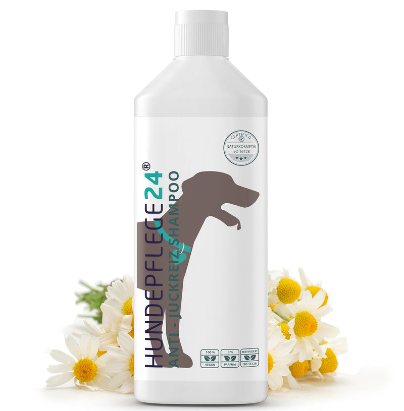 Natural dog shampoo against itching 3-in-1 - With fur shine formula and integrated conditioner - Supports mites, fleas and fungal infestation - Shampoo for dogs, cats and young animals 500ml - PawsPlanet Australia