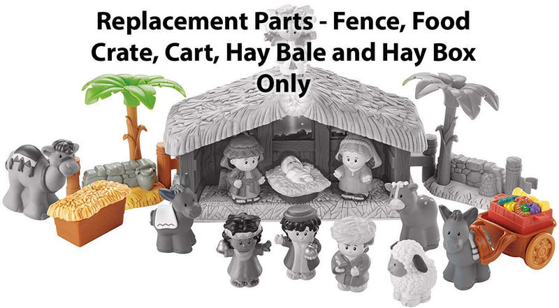 [Australia] - Replacements Parts For Little People Nativity & Christmas Story Nativity, (2 Fences, Food Crate, Cart, Hay Bale, and Hay Box) 