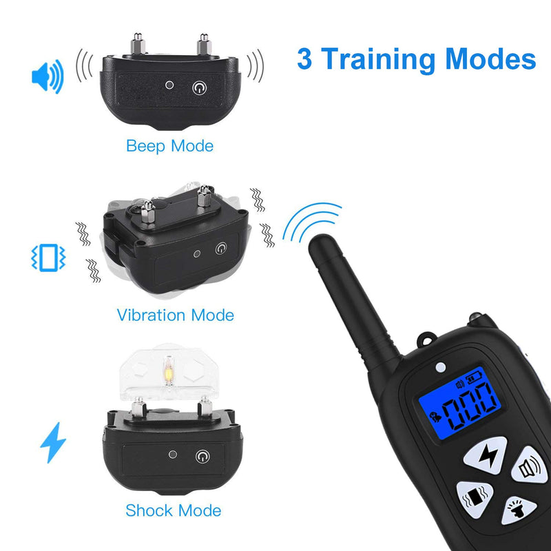 [Australia] - Luhuanx Dog Training Collar with Remote Reflective Collar Strap 1450ft Dog Shock Collar Beep Vibration Shock Modes for Small Medium Large Dogs Dog Collars White/Black 