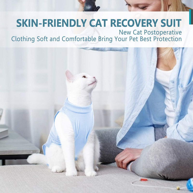 SUNFURA Cat Recovery Suit for Abdominal Wounds Spay After Surgery, Professional Breathable Surgical Body Suit for Cats Dogs Neuter, E-Collar Alternative Pet Anxiety Vest Shirt Anti Licking S Blue - PawsPlanet Australia