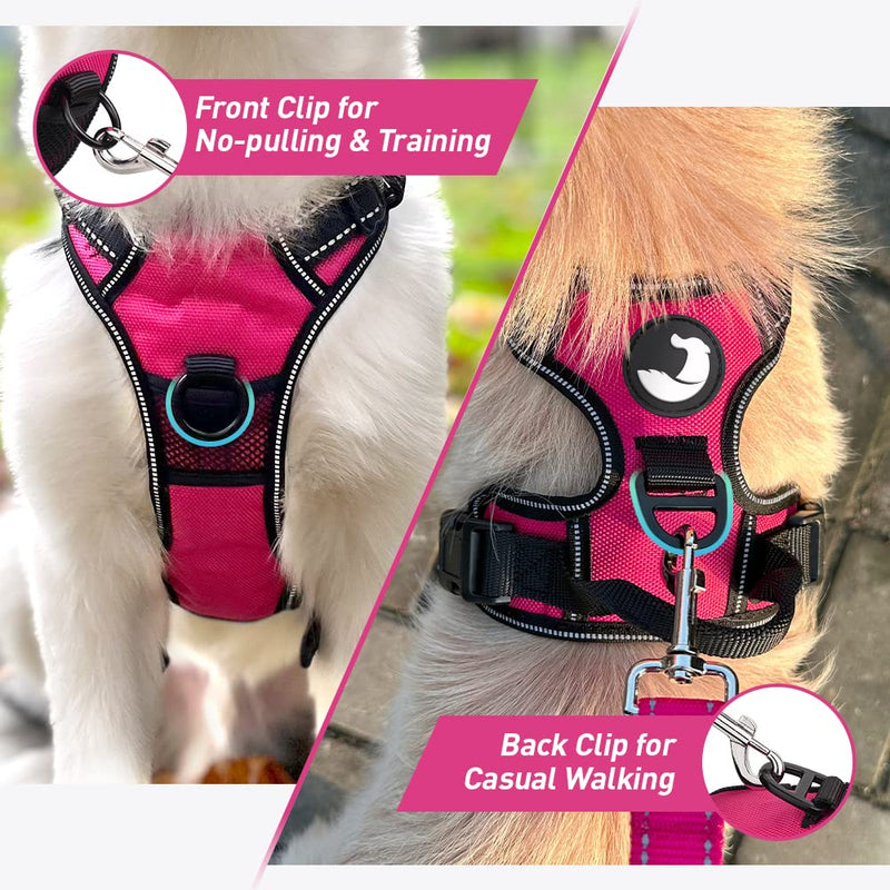 Joytale No Pull Dog Harness Medium Dogs, Reflective No Choke Pet Vest with Front and Back 2 Leash Clips, Soft Padded Harnesses with Easy Control Handle for Training and Walking, Black, M - PawsPlanet Australia