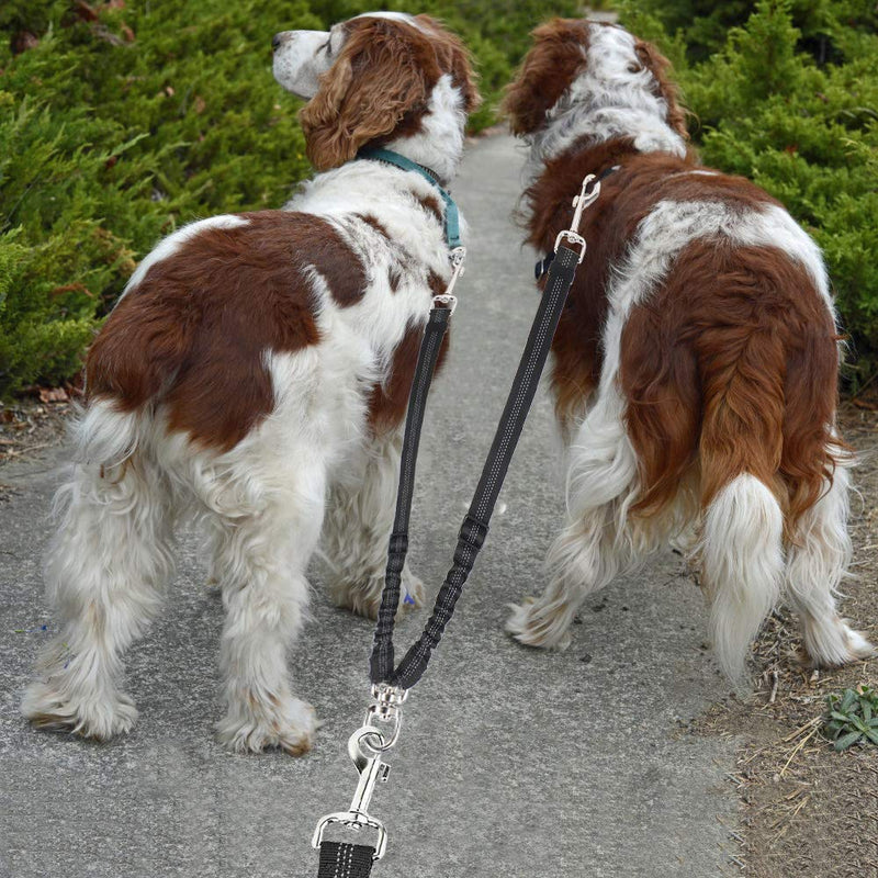 SlowTon Dog Leashes for 2 Dogs, No Tangle Double Leash for Dogs Walking Training 360 ° Swivel Rotation Reflective Length Adjustable Dual Two Dog Lead Splitter - PawsPlanet Australia