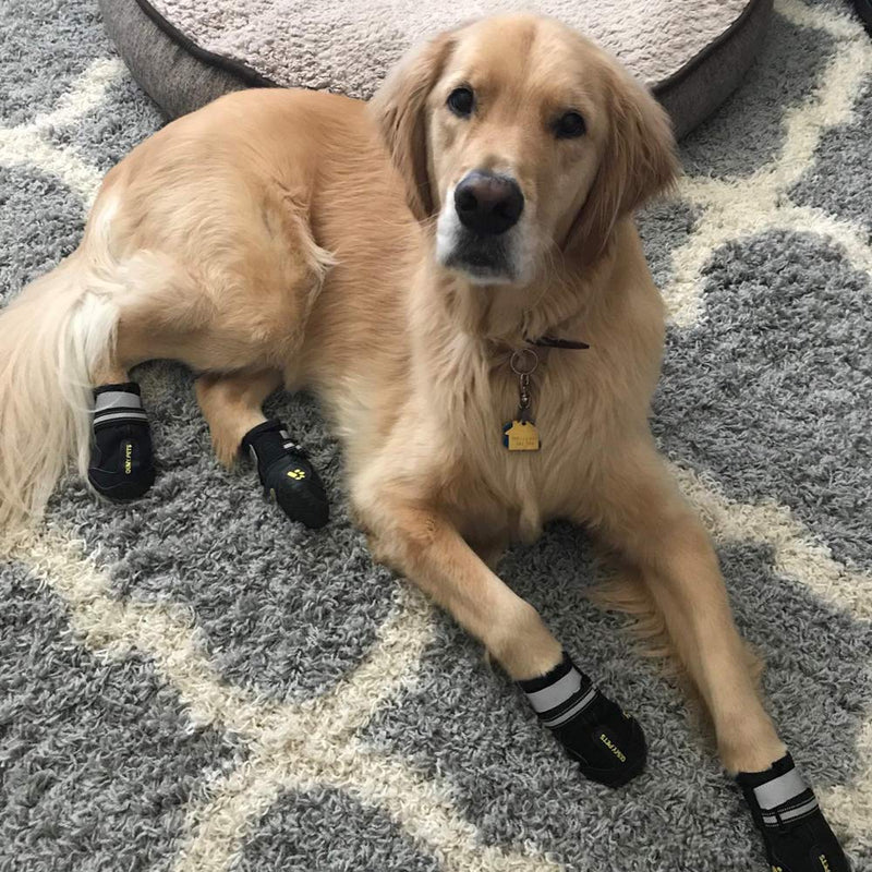 [Australia] - QUMY Dog Shoes for Medium Large Breed Dogs Boots Rugged Non Slip with Reflective Tape Pet Booties size 2: 2.5"x1.7"(L*W) for 18-27 lbs Black-upgrade 