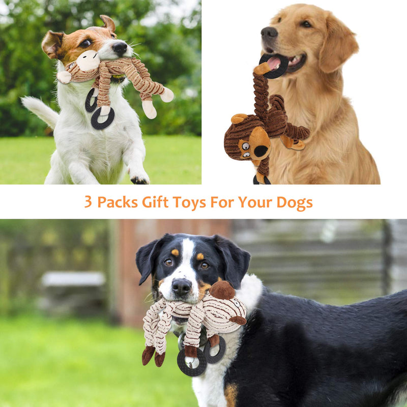 Bojafa Dog Squeaky Toys for Boredom, Durable Dog Toys Plush 3 Pack, No Stuffing Soft Dog Chew Toys Puppy Toys for Small Medium Large Dogs - PawsPlanet Australia