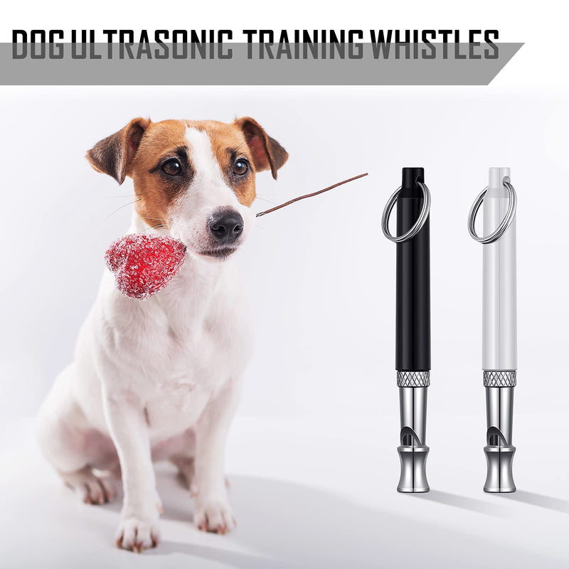 Frienda 6 Pieces Dog Whistles Ultrasonic Dog Whistles Ultrasonic Whistles with Adjustable Pitch Silent Whistles with Lanyard Black and White for Pet Dog Training - PawsPlanet Australia