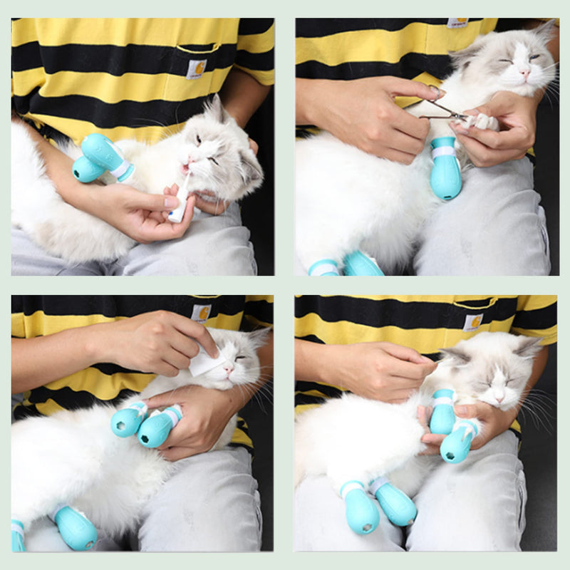 THJX Adjustable Cat Shoes Cat Anti-Scratch Boots Cat Nail Cover Paw Protector Silicone Suitable for Bathing, Grooming, Trimming and Grooming Other Pets (Pack of 4) - PawsPlanet Australia