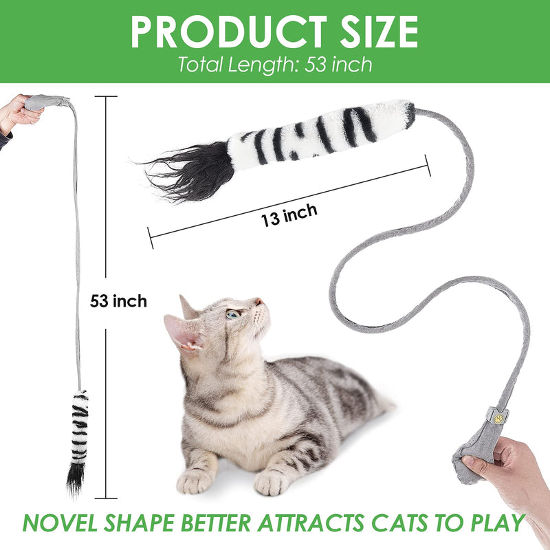 PETLAOO Moving cat Kick Toy 53", Interactive Catnip Toy, Plush Interactive cat Toy, cat chew Toy, Manual Airbag Wiggle, Ponytail Shape, 90 Degree flip, with Bell, Suitable for Indoor Cats - PawsPlanet Australia