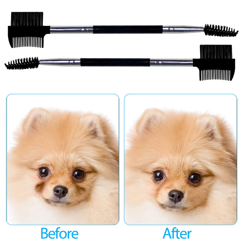 BLMHTWO Pack of 2 flea comb dogs, dog comb, tick comb for dogs, double-sided dog eye comb, soft and versatile dog comb for small dogs and cats (black). - PawsPlanet Australia