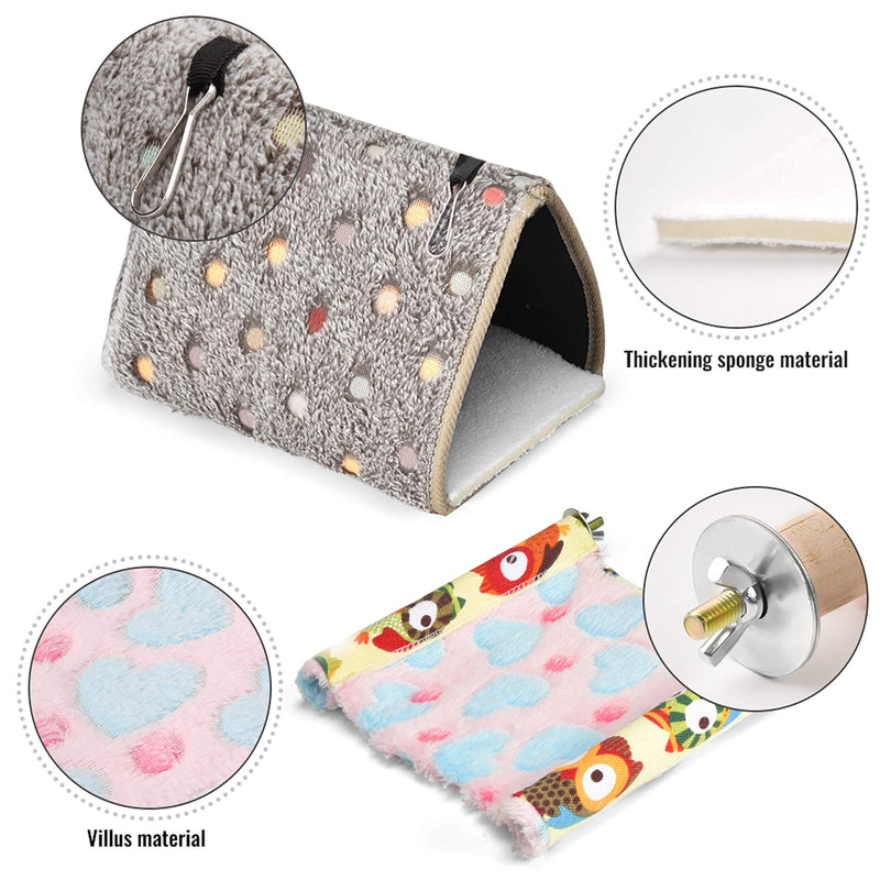 Furpaw Winter Warm Bird Nest Set, Plush Parrot Hut with Bird Perches Hanging Hammock for Cockatiels Budgies Cockatoo Tent Bed (M) - PawsPlanet Australia