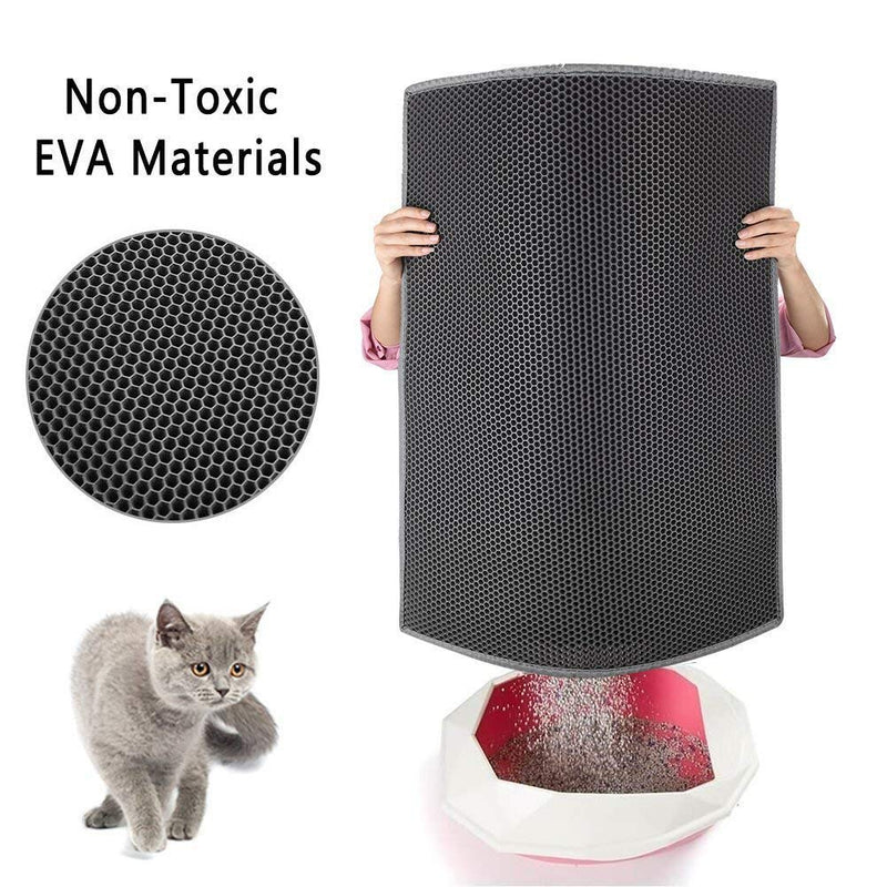 ASOBEAGE Cat litter box mat, cat litter underlay, honeycomb design mat, waterproof double layer design, honeycomb, 38 x 61 cm (grey) 38 x 61 cm (pack of 1) - PawsPlanet Australia