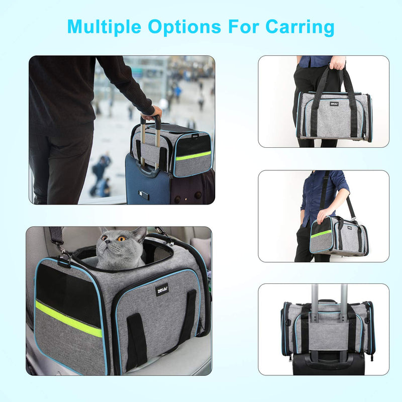 Zellar Cat Carrier, Portable Travel Pet Carrier, Dual-sided Expandable Breathable Mesh Dog Carrier, Portable Travel Pet Bag with Pockets and 2 Reflective Tapes for Cats, Puppy - PawsPlanet Australia