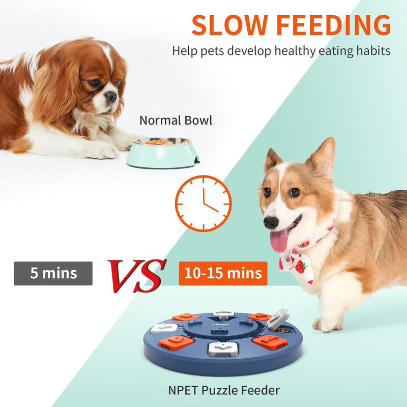 NPET Dog Puzzle Interactive Toys, Dog Treat Dispenser for Pet IQ Training & Mental Enrichment, Slow Feeder for Cats & Small, Medium Dogs (Level 1-2) blue Level 1 - PawsPlanet Australia