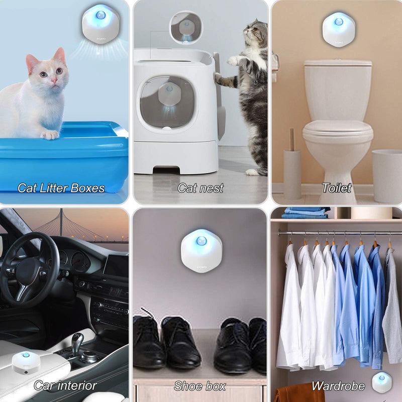 Pet Deodorate Litter Box Odor Genie, Auto On/Off, Way Better Than Deodorizer or Neutralizer, Reduce Litter Dust, for All Kinds Cat Toilet，Dog Toilet,Car，Wardrobe (White, Classic) - PawsPlanet Australia