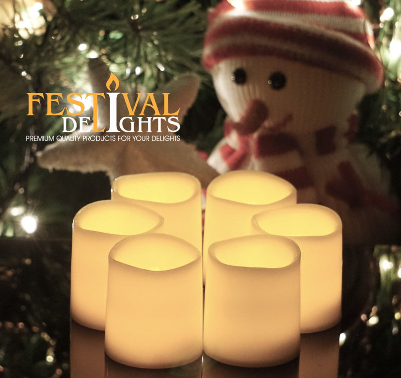 Timer Flameless Candles by Festival Delights - Premium IC-Controlled Soft Flickering Votive Battery Operated Candles, 150 Hours of Lighting, 5H Timer, Battery Included, Dia. 1.5"x1.75"H - PawsPlanet Australia