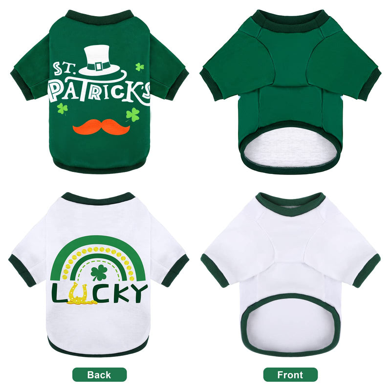 Pedgot 2 Pieces St. Patrick's Day Pet Shirts Dog Clothes Green Clover Puppy T-Shirt Shamrock Dog Sweatshirt Printed Puppy Shirts Dog Pullover Breathable Dog Apparel for Dog and Cat Small - PawsPlanet Australia