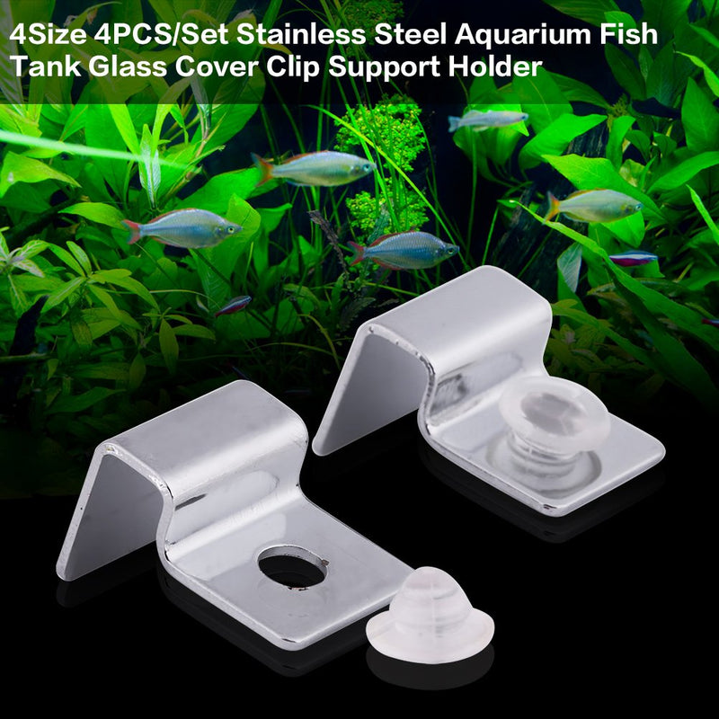 4 Size 4Pcs Stainless Steel Aquarium Fish Tank Glass Cover Support, Stainless Steel Fish Tank Cover Holder Anti-Slip Fish Tank Holders Aquarium Accessories Universal Lid Clips 6mm - PawsPlanet Australia