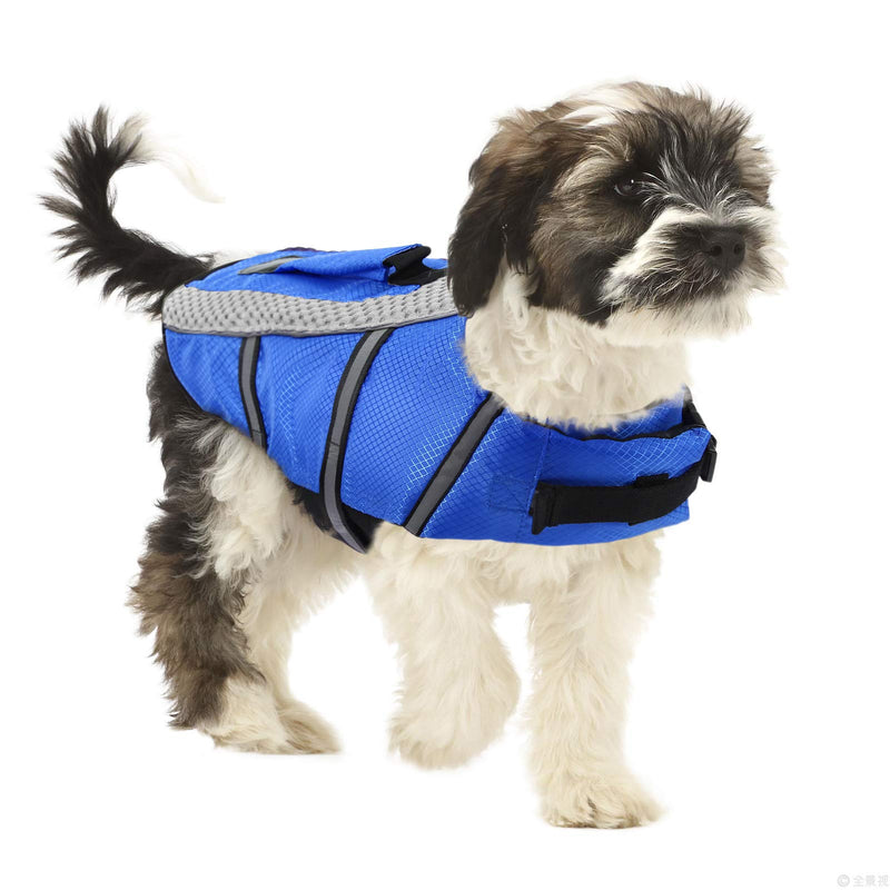 Dog Life Jacket Vest Pet Lifesaver Preserver High Buoyancy with Aid Grab Handle for Small, Medium Dogs Blue,S - PawsPlanet Australia