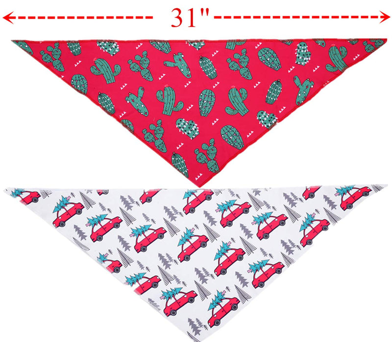 [Australia] - BoomBone Christmas Dog Bandana 2 Pack - Triangle Bibs Pet Scarf for Small to Large Dogs and Cat L Pattern A 