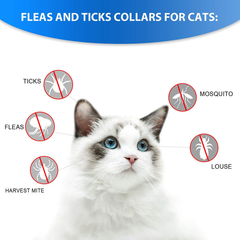 [Australia] - Petsvv 2 Pack Flea Collar for Cats with Flea Comb, Cats Flea and Tick Control with Adjustable Design Natural Ingredients Waterproof - 8 Months Protection 