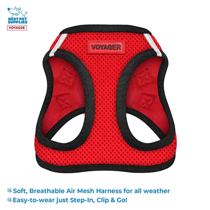 Voyager Step-in Air Dog Harness - All Weather Mesh Step in Vest Harness for Small and Medium Dogs by Best Pet Supplies M (Chest: 16 - 18") Red Base (Leash Bundle) - PawsPlanet Australia