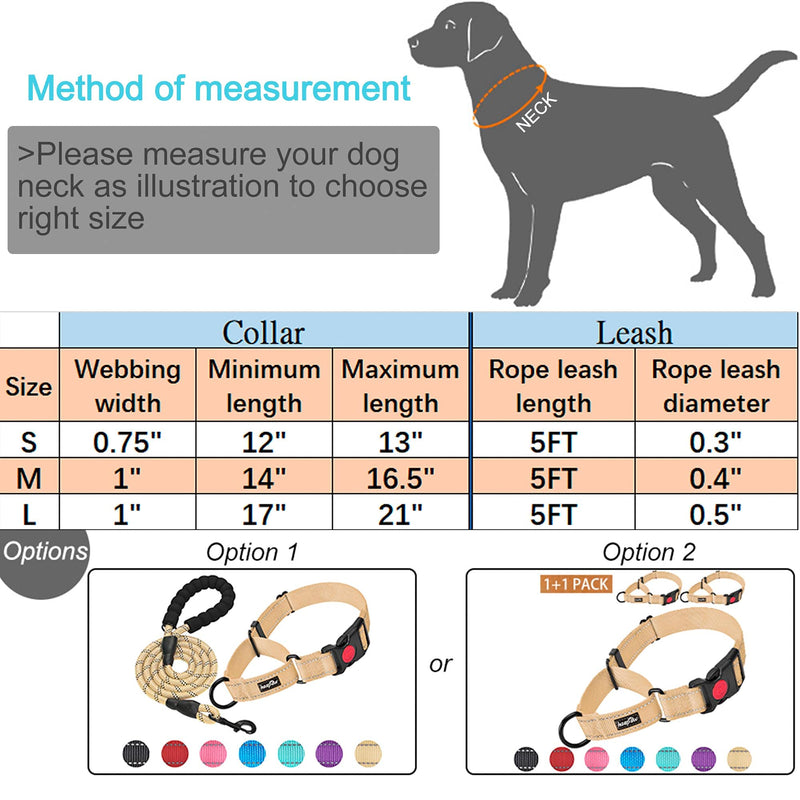 haapaw 2 Packs Martingale Dog Collar with Quick Release Buckle Reflective Dog Training Collars for Small Medium Large Dogs Small (Pack of 1) Beige, Collar+Collar - PawsPlanet Australia