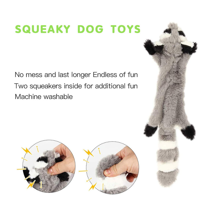 JINYJIA Plush Squeaky Dog Chew Toys, No Stuffing Durable 2 Pack Toys Set, for Puppy Small Medium Dogs Avoid Boredom - Squirrel Raccoon - PawsPlanet Australia