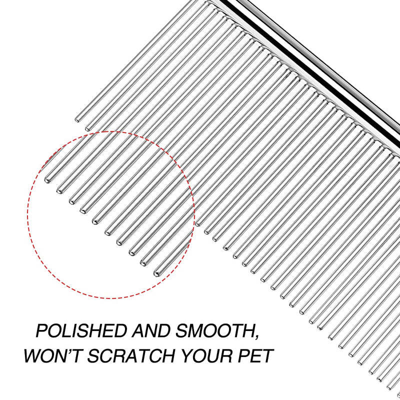 PSG.LGD 2 Pack Dog Comb Cat Comb with Rounded Ends Stainless Steel Teeth,Comb for Removing Tangles and Knots,Professional Grooming Tool for Long and Short Haired Dogs,Cats and Other Pets.7.48 x 2.08 IN and 7.48x 1.57 IN - PawsPlanet Australia