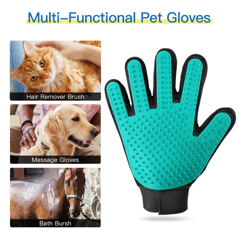 [Australia] - YWD Pet Grooming Glove Hair Remover Brush Hair Removal Gloves-Efficient Pet Hair Removal Set-Easily Groom Long Hair and Short Hair of Cats and Dogs-1 Pair 1 Pair(Green) 