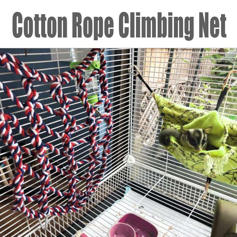 Cotton Rope Climbing Net Cotton Rope Chewing Bite Hanging Cage Cage Hanging Hammock with 4 Hooks of for Rats Chinchillas Hamster - PawsPlanet Australia