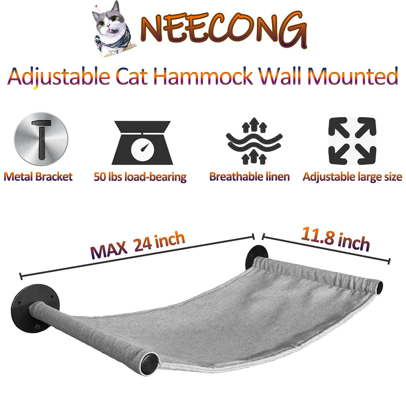 NEECONG Cat Hammock Wall Mounted Cat Wall Shelves Furniture for Sleeping, Playing, Climbing, and Lounging - Metal Bracket Easily Holds up to 45 lbs - PawsPlanet Australia