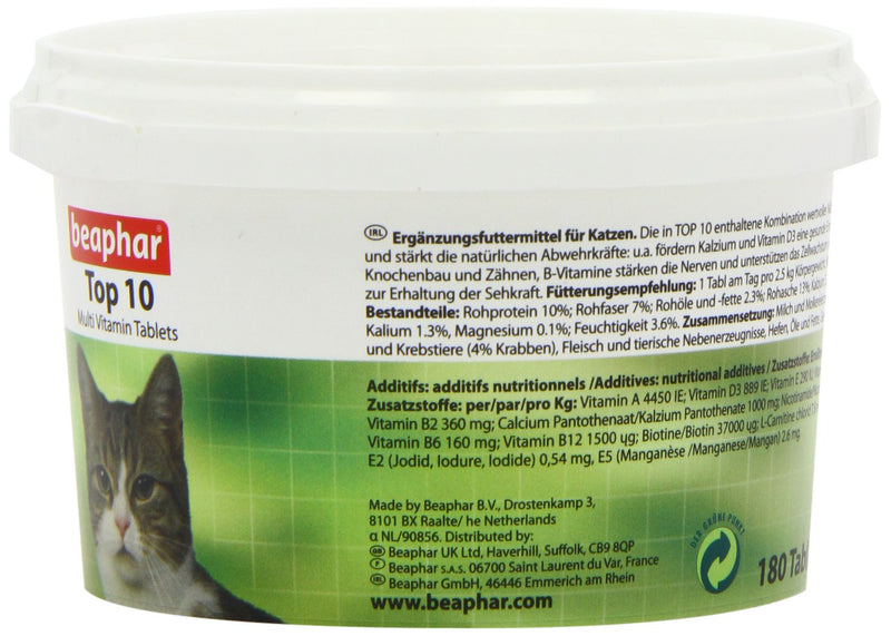 Beaphar Top 10 Cat Vitamin 180 Tablets - PawsPlanet Australia