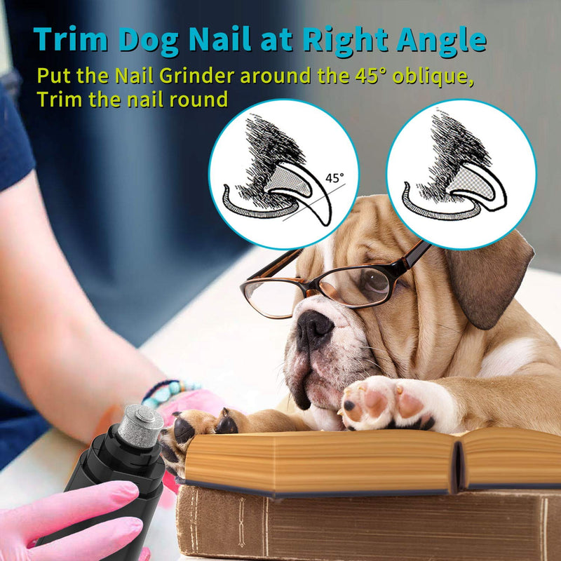 [Australia] - Wenhsin Dog Nail Grinder Pet Grooming Nail Trimmers Tool Kit 2-Speed Electric Cordless Rechargeable Grinder Painless Paws Claw Care for Small Medium Large Dogs and Cats Black 