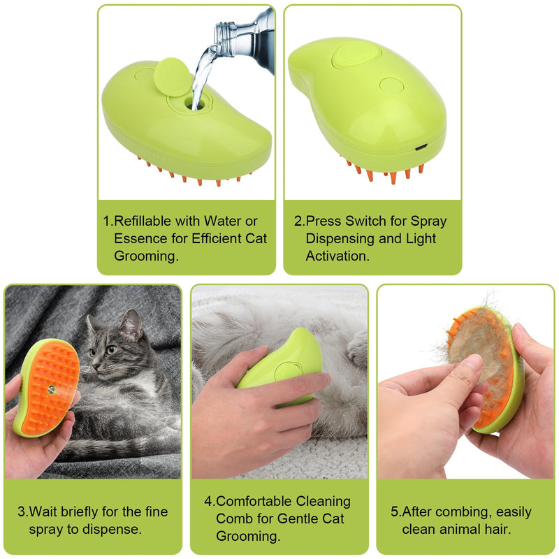 Steam brush for cats,Cat brush with steam,Steamy cat brush,Steamy pet brush 4-in-1 Self-Cleaning Grooming Tool, Efficient Massage, Hair Removal, Tangle-Free Care for Dogs,Steam brush(Yellow) Yellow - PawsPlanet Australia