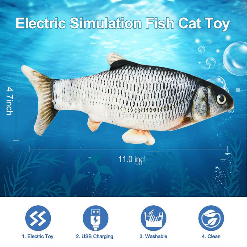 GBSYU Floppy Fish Cat Toy, Cat Toys for Indoor Cats with Catnip, Interactive Cat Toy for Cat Exercise, Realistic Cat Fish Toy, Motion Kitten Toys Black - PawsPlanet Australia